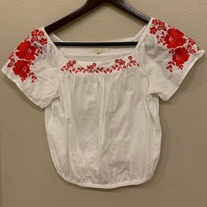 White crop top with red floral